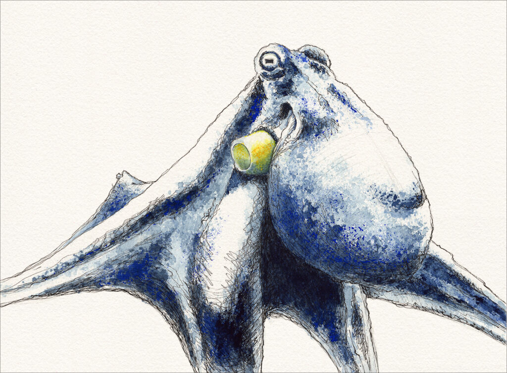 Zeichnung – "Aquatisch in Blau I"